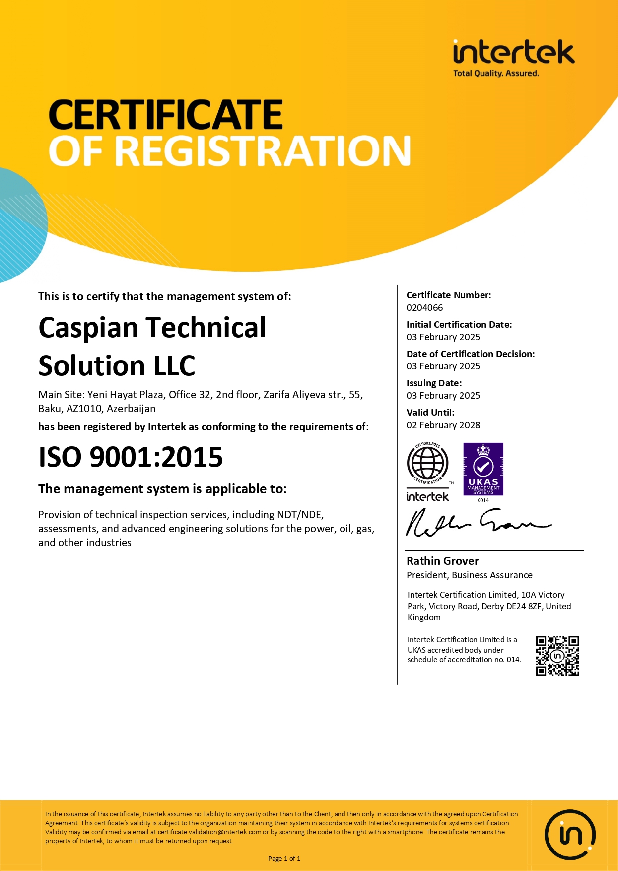 Certification